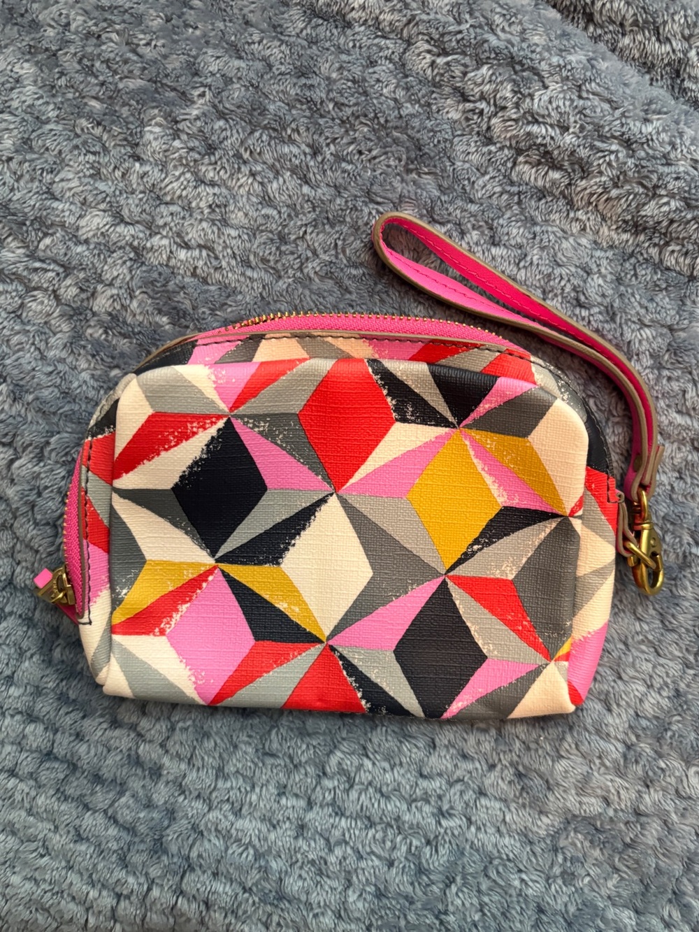 Fossil Colorblock Geometric Wristlet - Pink, Red, Yellow, Black